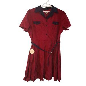 Lindy Bop nwt Lilith retro vintage look dress womens 20 red belt flare midi